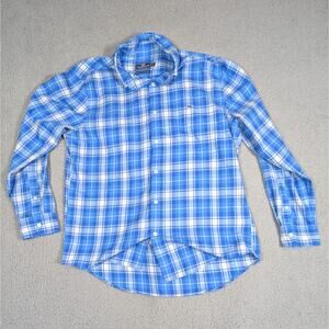 Vineyard Vines Performance Shirt Mens Large Blue Plaid Classic Fit Tucker